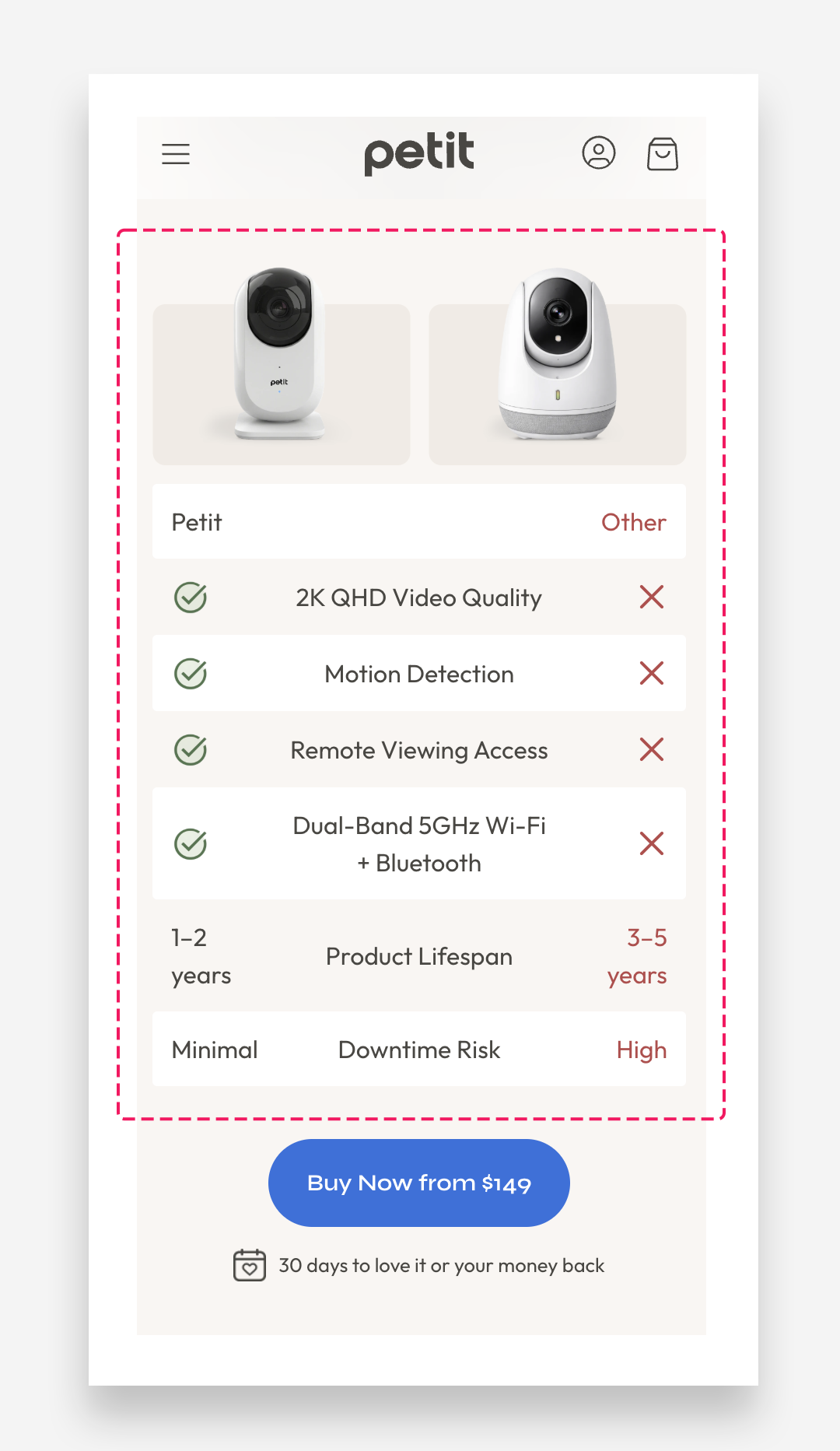 Compare Products Mobile
