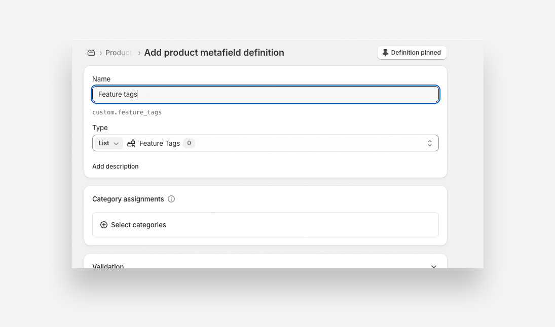 Create a product metafield