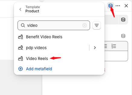 Connecting a Benefit video block to the Video Reels metafield