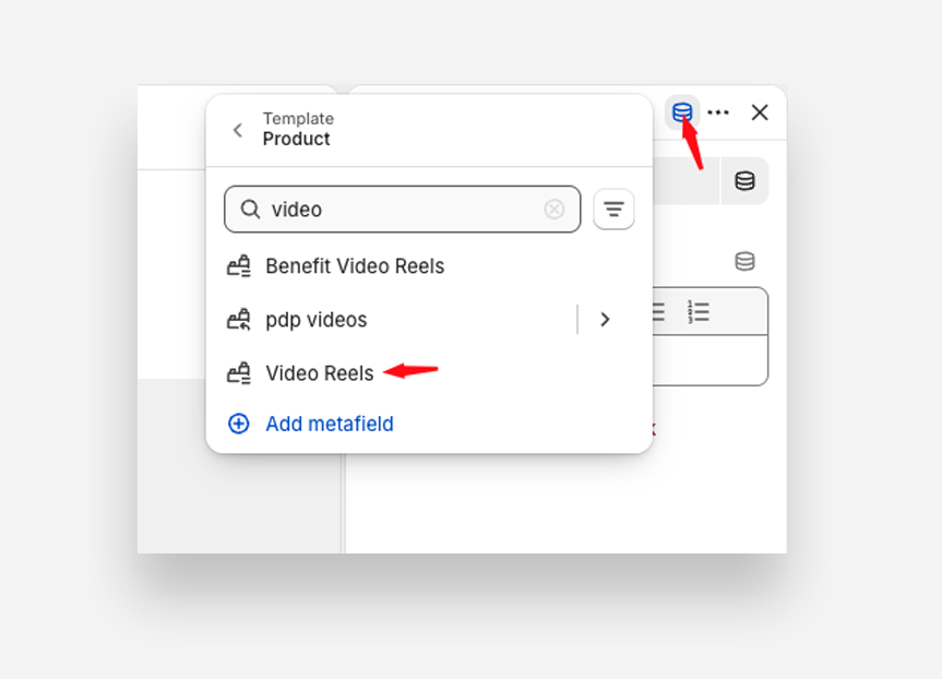 Connecting a Benefit video block to the Video Reels metafield